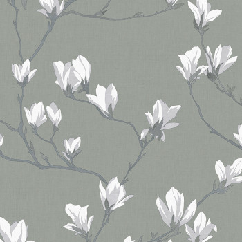 Non-woven wallpaper with magnolia flowers 113354, Laura Ashley, Graham & Brown