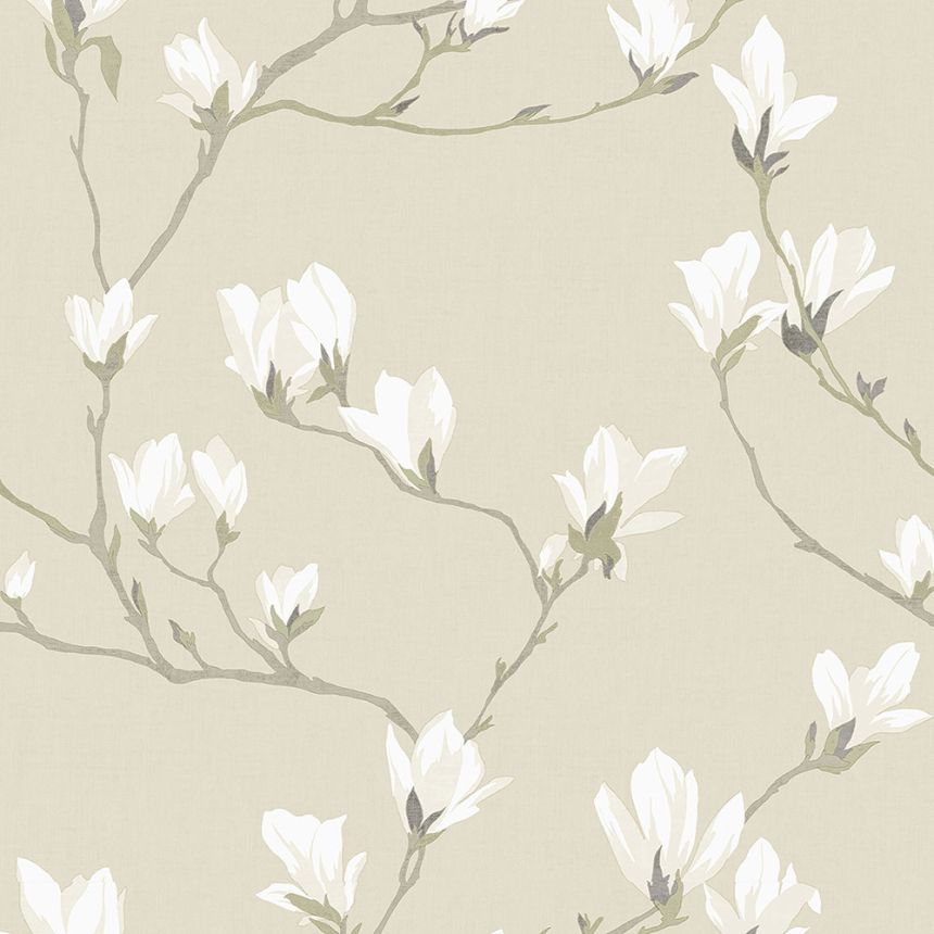 Non-woven wallpaper with magnolia flowers 113353, Laura Ashley, Graham & Brown
