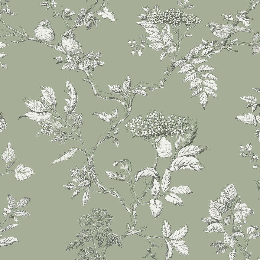Non-woven wallpaper with rowanberries 113348, Laura Ashley, Graham & Brown