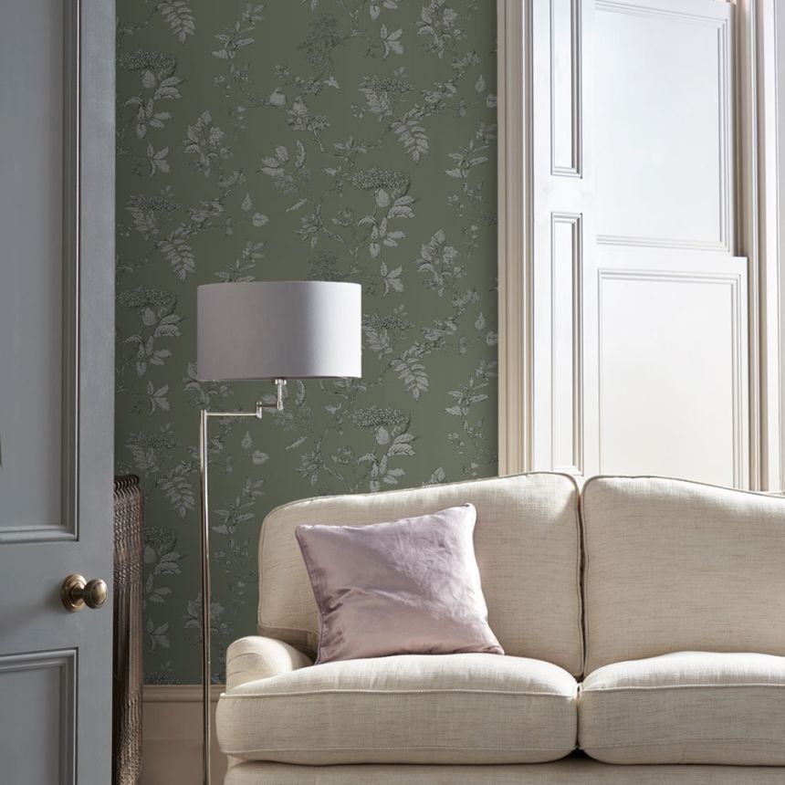 Non-woven wallpaper with rowanberries 113348, Laura Ashley, Graham & Brown
