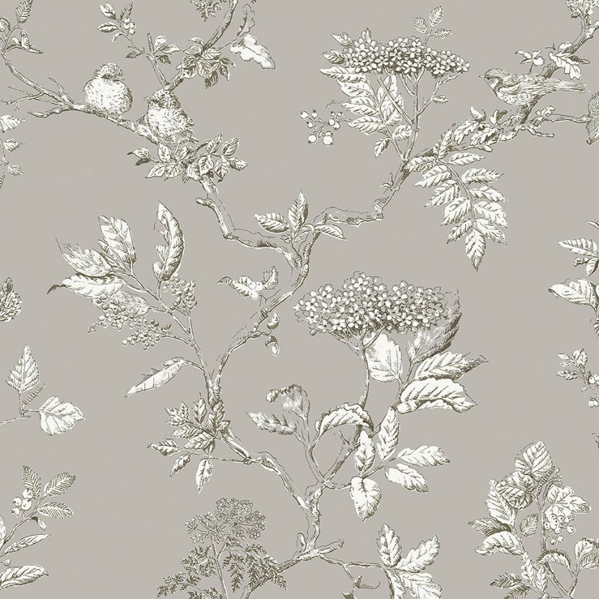 Non-woven wallpaper with rowanberries 113347, Laura Ashley, Graham & Brown