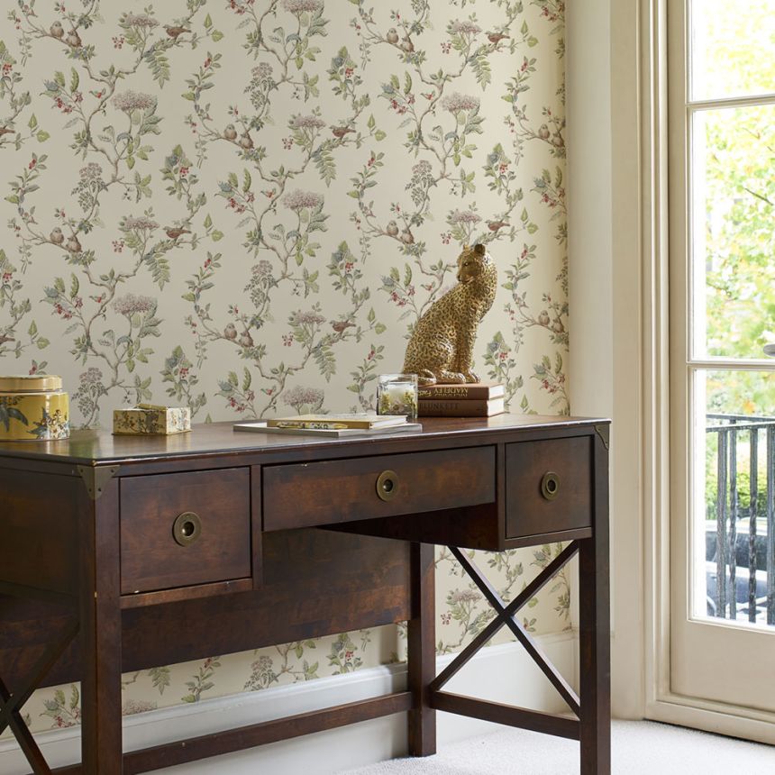 Non-woven wallpaper with rowanberries 113346, Laura Ashley, Graham & Brown