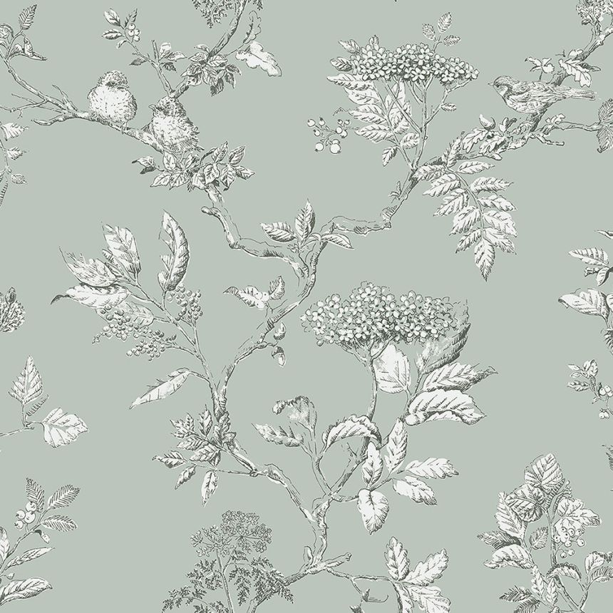 Non-woven wallpaper with rowanberries 113345, Laura Ashley, Graham & Brown
