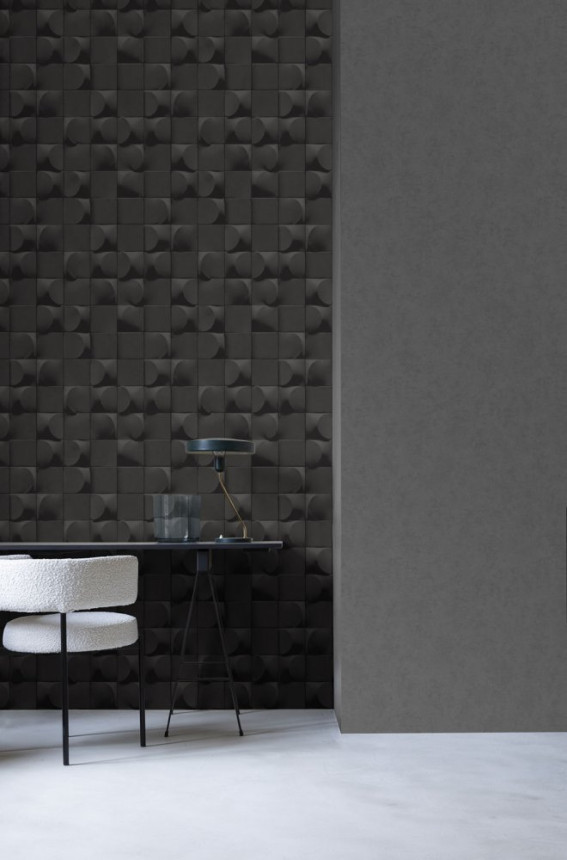 Textured, gray 3D wallpaper geometric pattern, AF24521, Affinity, Decoprint