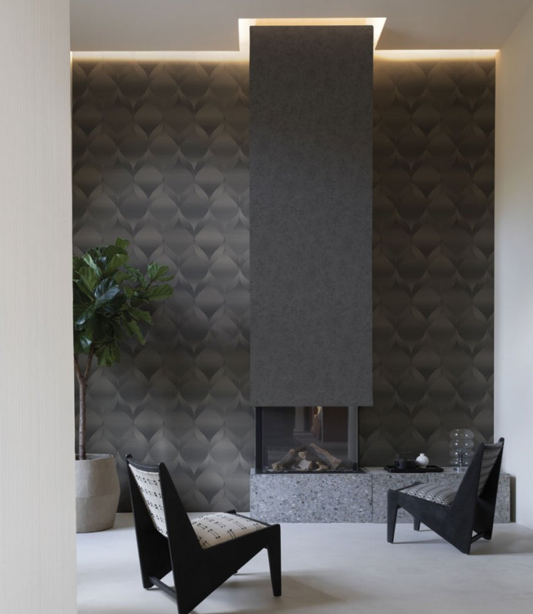 Non-woven, gray, geometric pattern wallpaper, AF24570, Affinity, Decoprint