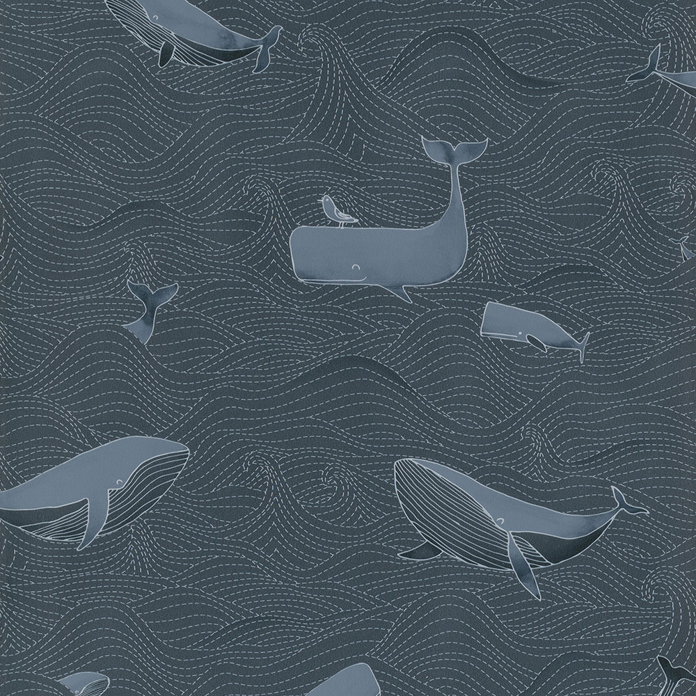 Blue children's wallpaper with whales 220733, Doodleedo, BN Walls