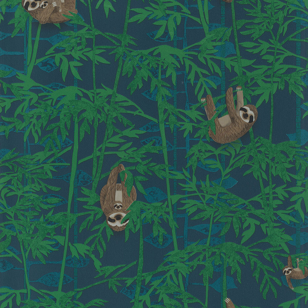 Blue children's wallpaper with animals / sloths 220713, Doodleedo, BN Walls