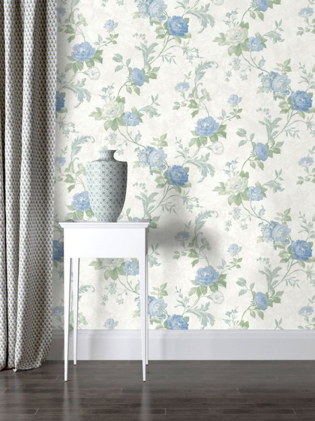 Blue non-woven wallpaper, Flowers, M58003, Adéle, Ugépa