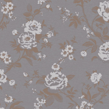 Gray non-woven wallpaper, Flowers, M57709, Adéle, Ugépa