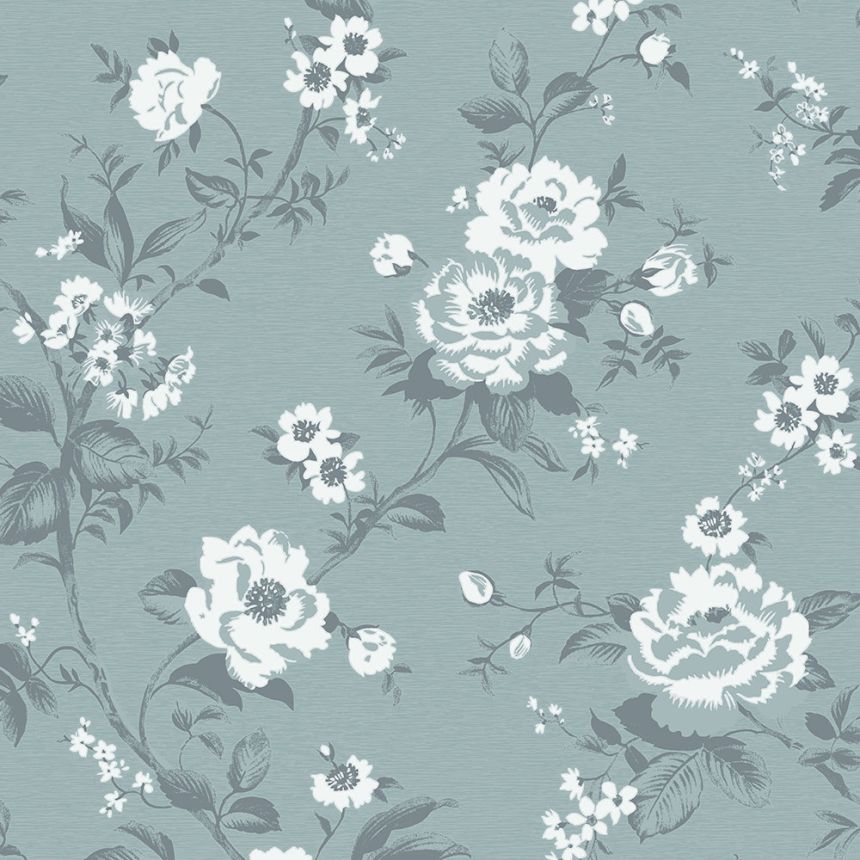 Blue non-woven wallpaper, Flowers, M57704, Adéle, Ugépa