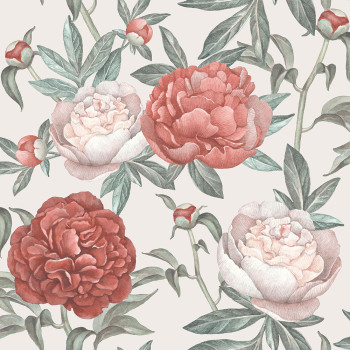 White non-woven wallpaper, Flowers, M57310, Adéle, Ugépa