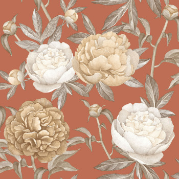 Red non-woven wallpaper, Flowers, M57305, Adéle, Ugépa