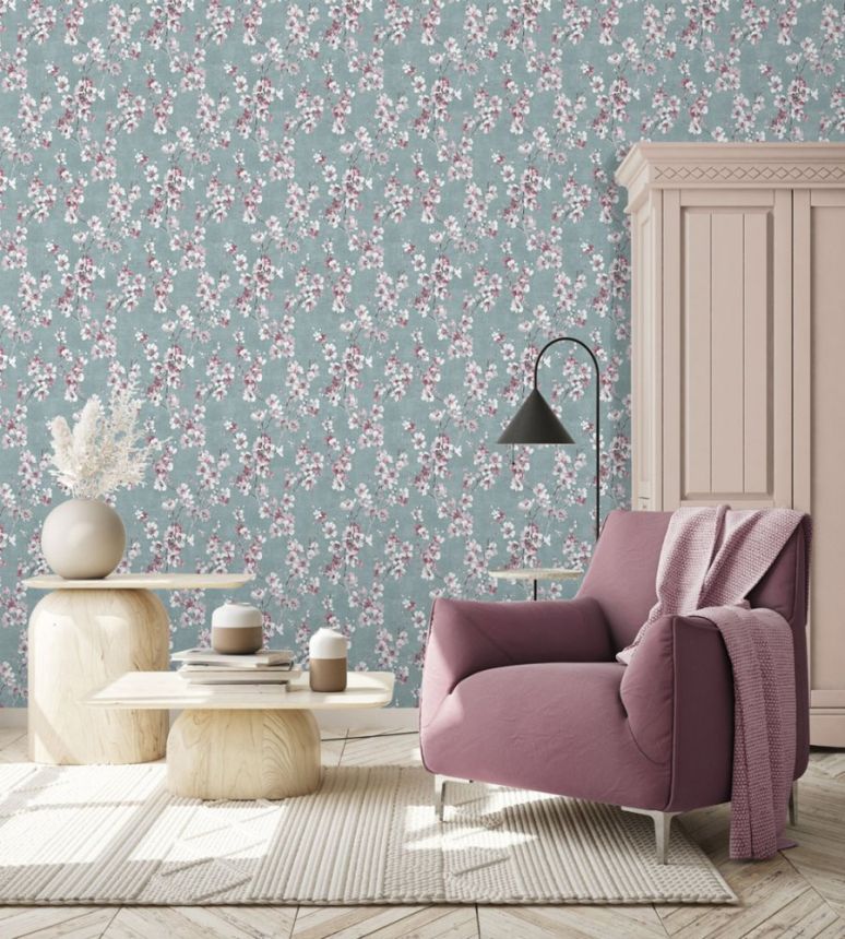 Gray non-woven wallpaper, Flowers, M52799D, Adéle, Ugépa