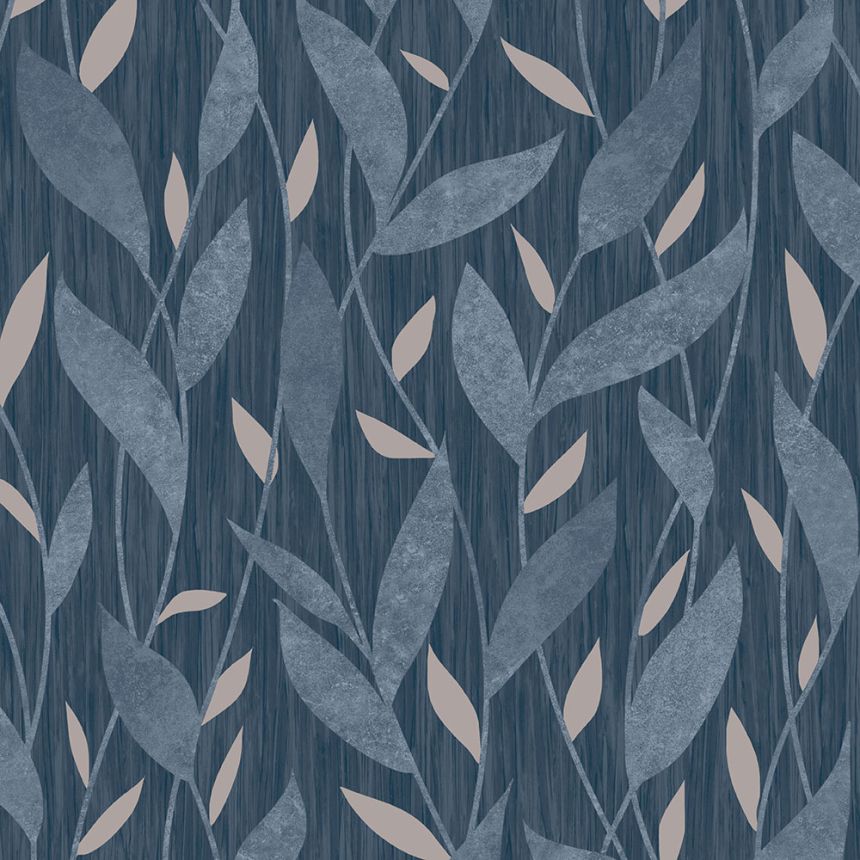 Blue non-woven wallpaper, Leaves, M56701, Adéle, Ugépa