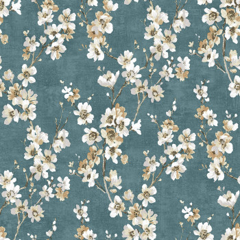 Blue non-woven wallpaper, Flowers, M52704, Adéle, Ugépa