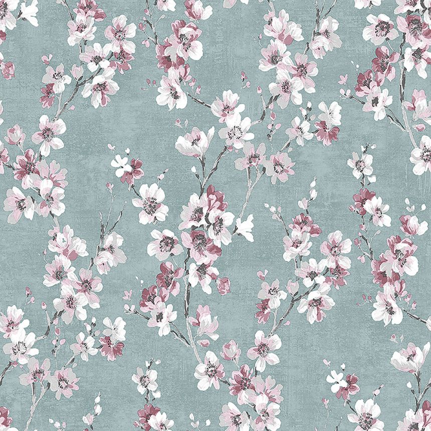 Blue non-woven wallpaper, Flowers, M52701, Adéle, Ugépa