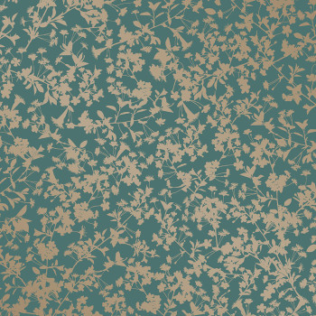Green non-woven wallpaper, Flowers, M52424, Adéle, Ugépa
