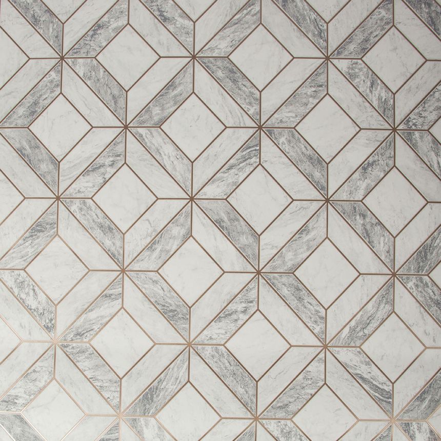 Gray non-woven geometric pattern wallpaper 103856, Vavex 2024
