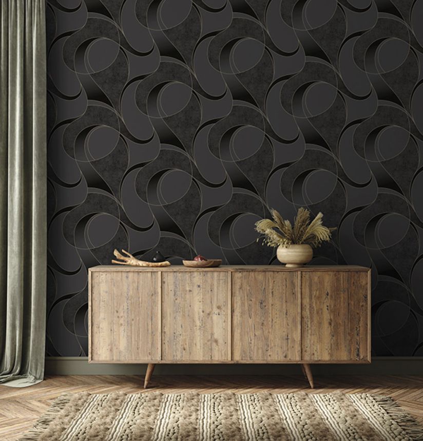 Black geometric pattern wallpaper A57216, Vavex 2024