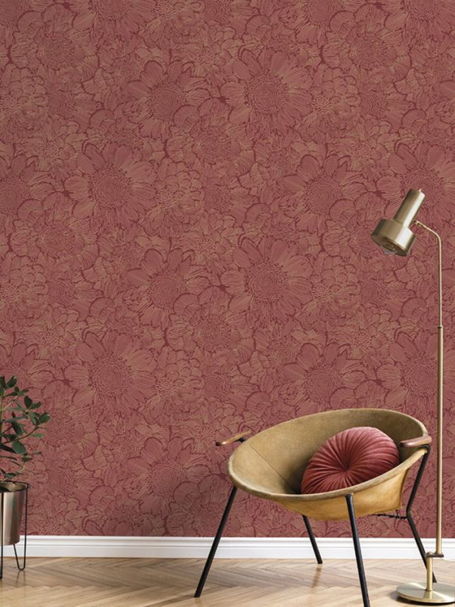 Burgundy wallpaper with flowers A56402, Vavex 2024