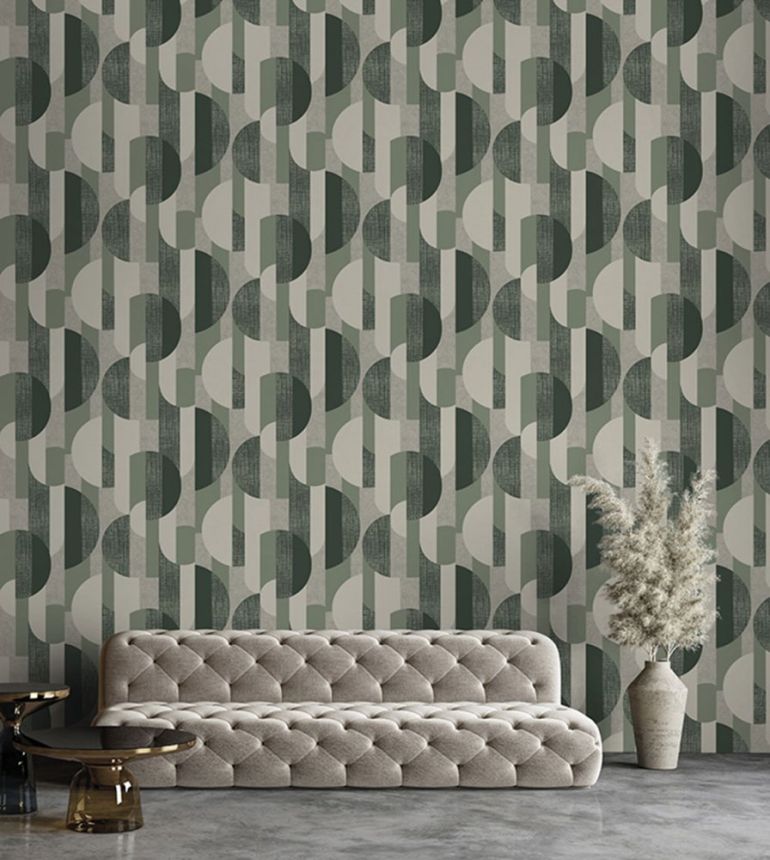 Green geometric pattern wallpaper A56303, Vavex 2024