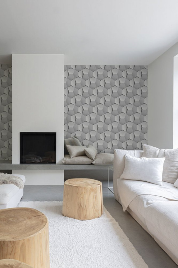 Geometric gray 3d wallpaper A54604, Vavex 2024
