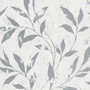 White-grey non-woven wallpaper with flowers A48301, Vavex 2024