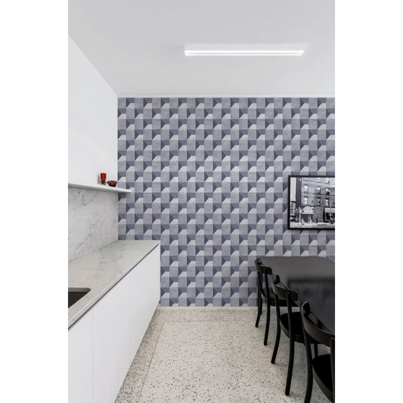 Geometric blue non-woven 3d wallpaper A48703, Vavex 2024