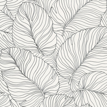 White non-woven wallpaper with leaves A50901, Vavex 2024