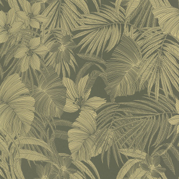 Green non-woven wallpaper with leaves A51302, Vavex 2024