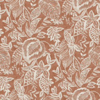 Brick-red non-woven wallpaper with leaves 171804, Vavex 2024