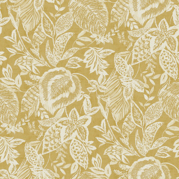 Ochre non-woven wallpaper with leaves 171802, Vavex 2024