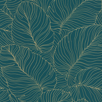 Green non-woven wallpaper with leaves A50902, Vavex 2024
