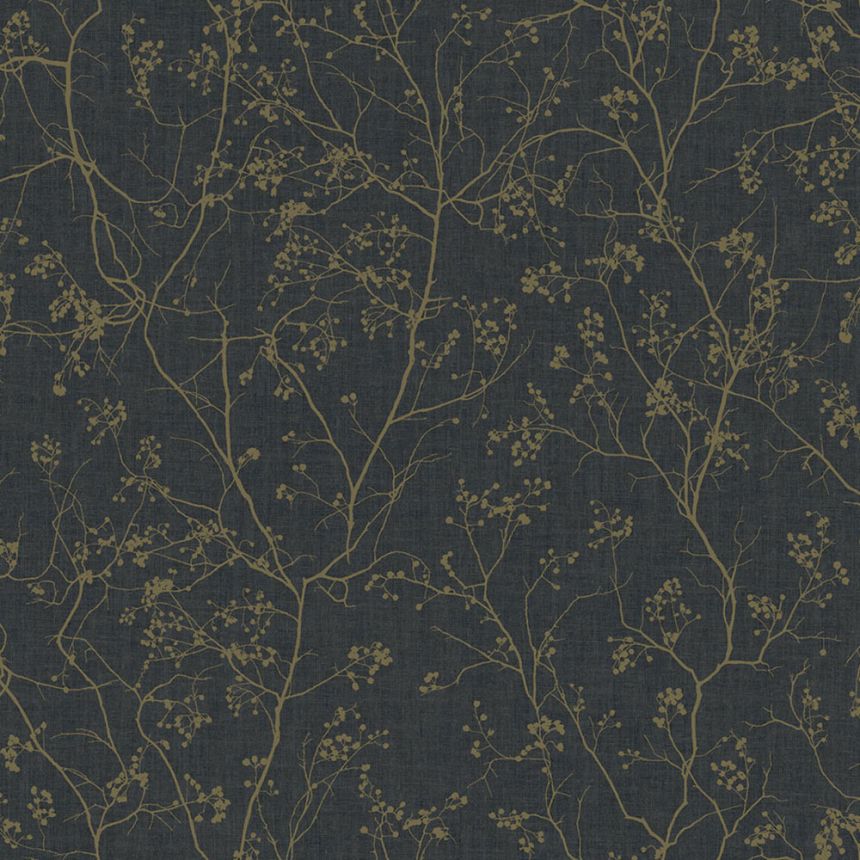 Black non-woven wallpaper with golden twigs DD3811, Dazzling Dimensions 2, York