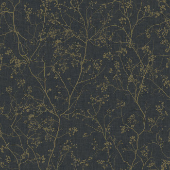 Black non-woven wallpaper with golden twigs DD3811, Dazzling Dimensions 2, York