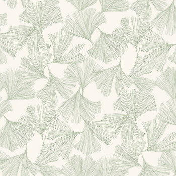 White wallpaper, green ginkgo leaves DD3745, Dazzling Dimensions 2, York