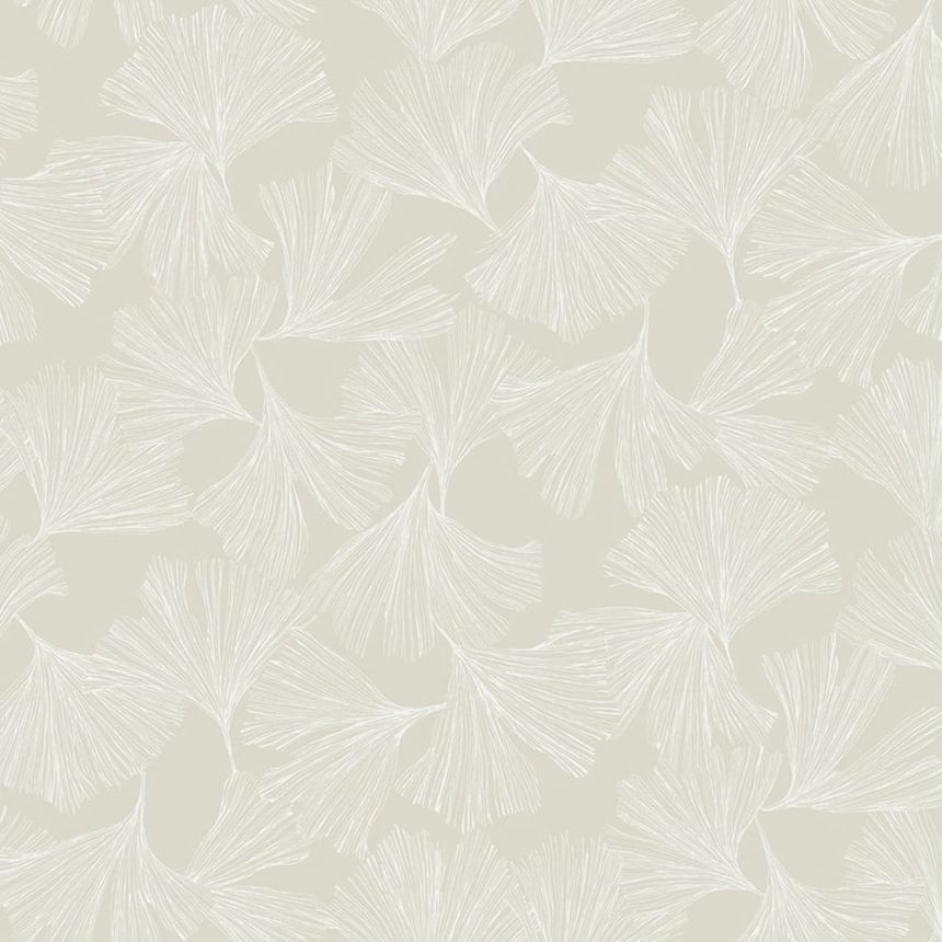 Cream wallpaper, white ginkgo leaves DD3744, Dazzling Dimensions 2, York