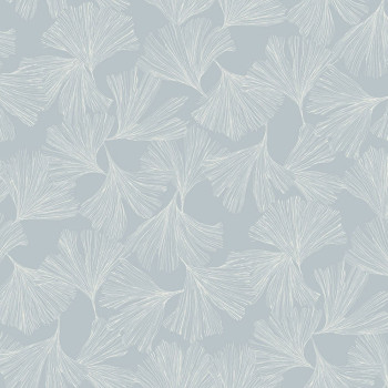 Blue non-woven wallpaper, white ginkgo leaves DD3743, Dazzling Dimensions 2, York