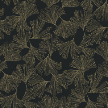 Black wallpaper with golden ginkgo leaves DD3742, Dazzling Dimensions 2, York