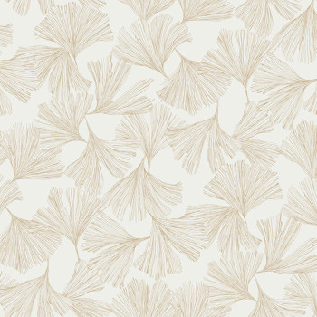 White wallpaper with golden ginkgo leaves DD3741, Dazzling Dimensions 2, York