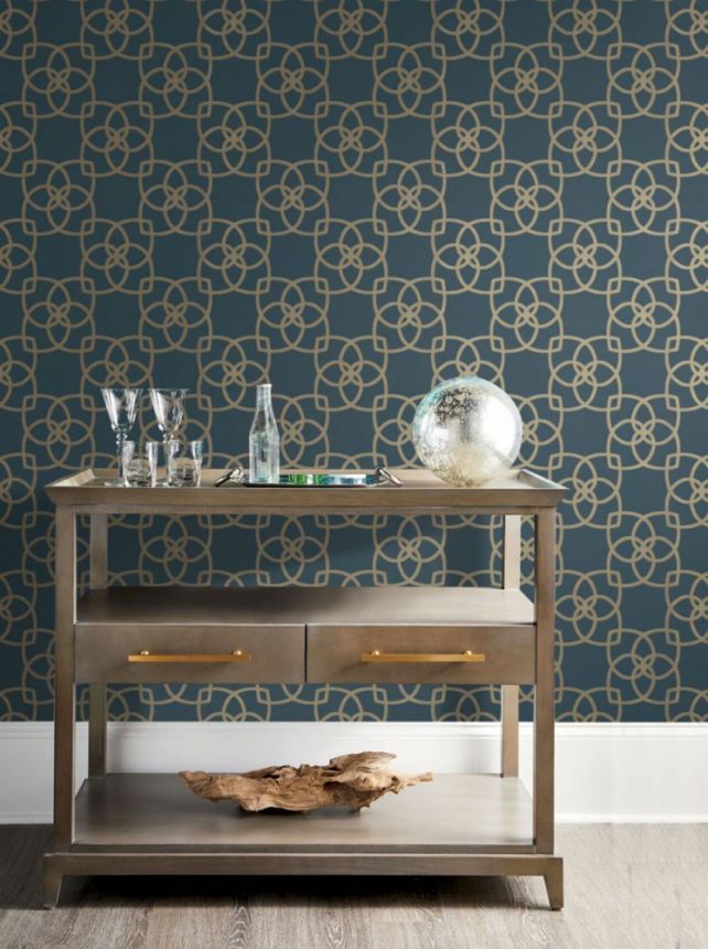 Luxury blue wallpaper with golden ornaments DD3711, Dazzling Dimensions 2, York