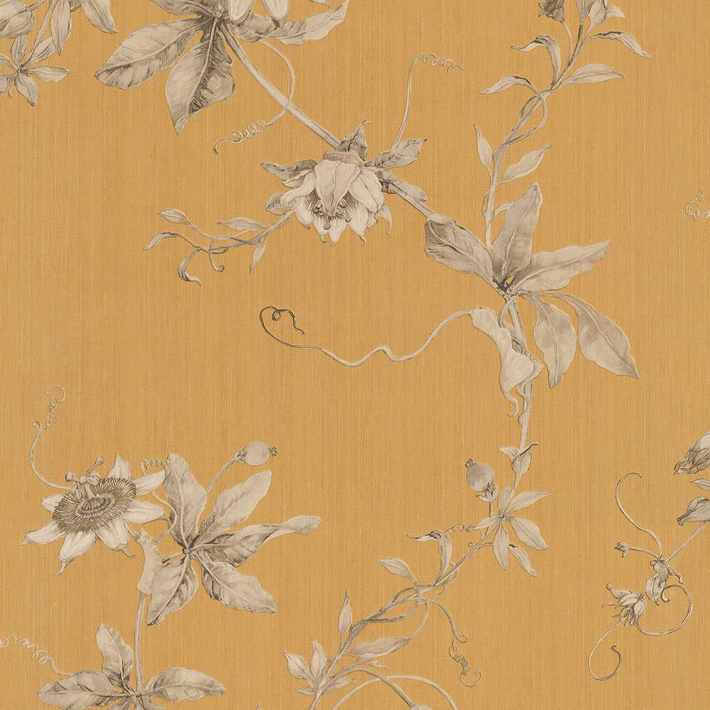 Yellow non-woven floral wallpaper, 220903, Preloved, BN Walls