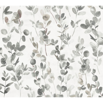 Non-woven wallpaper, gray leaves and twigs OS4315, Modern nature II, York