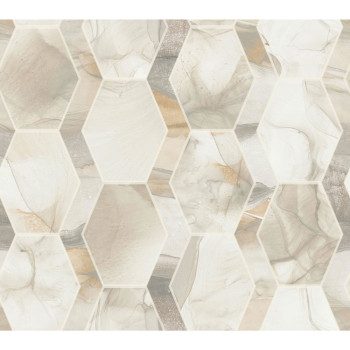 Gray-beige wallpaper, imitation of marble tiles OS4285, Modern nature II, York