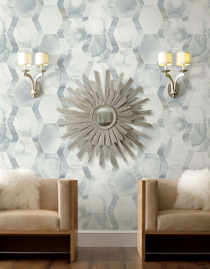 Grey-blue wallpaper, imitation of marble tiles OS4281, Modern nature II, York