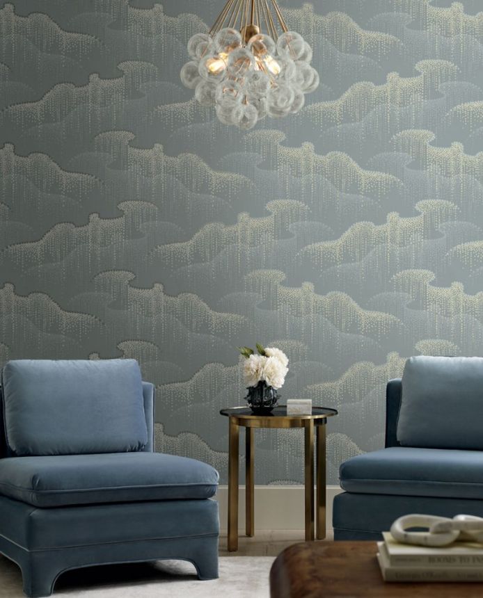 Grey-blue non-woven wallpaper, dots, pearls OS4263, Modern nature II, York