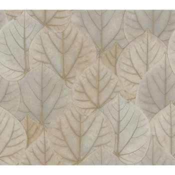 Gray-beige non-woven wallpaper, leaves OS4243, Modern Nature II, York