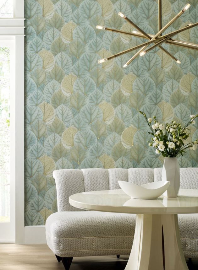 Green and gold non-woven wallpaper, leaves OS4241, Modern Nature II, York
