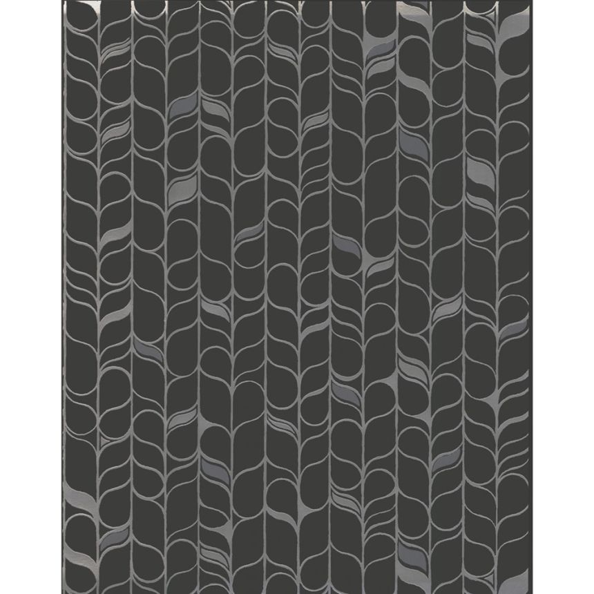 Black-silver non-woven wallpaper, leaves OS4205, Modern Nature II, York