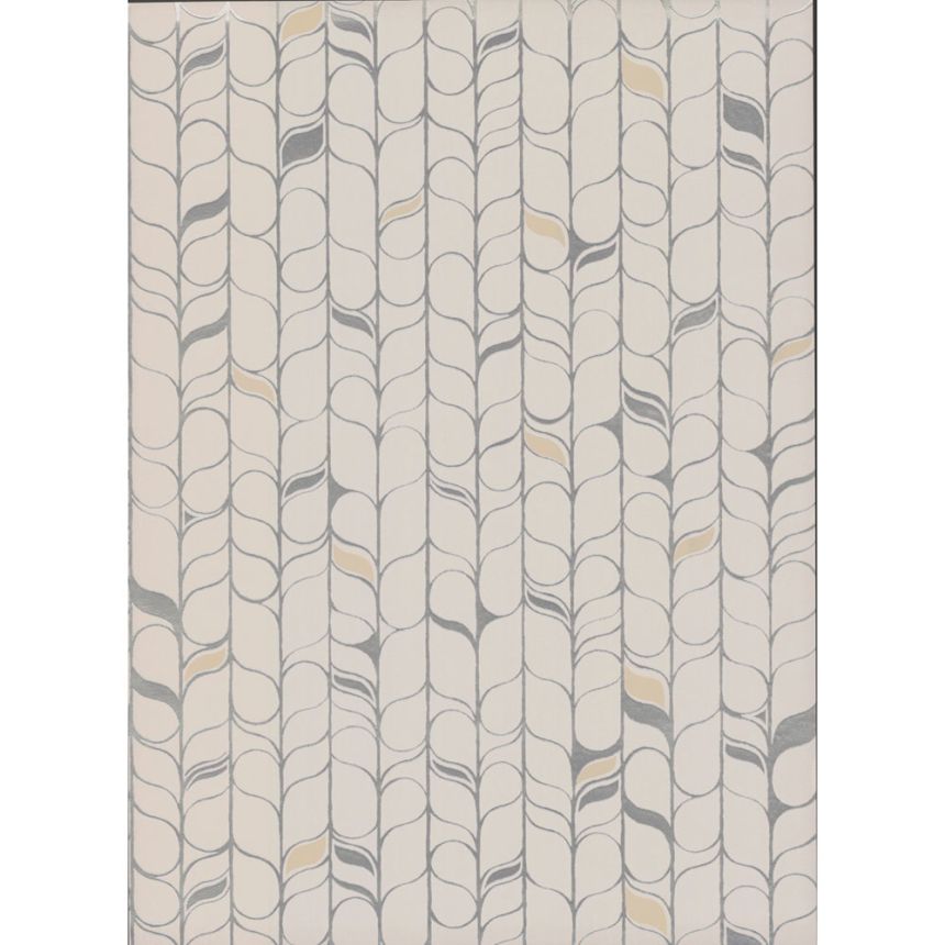 Silver-gray non-woven wallpaper, leaves OS4204, Modern Nature II, York